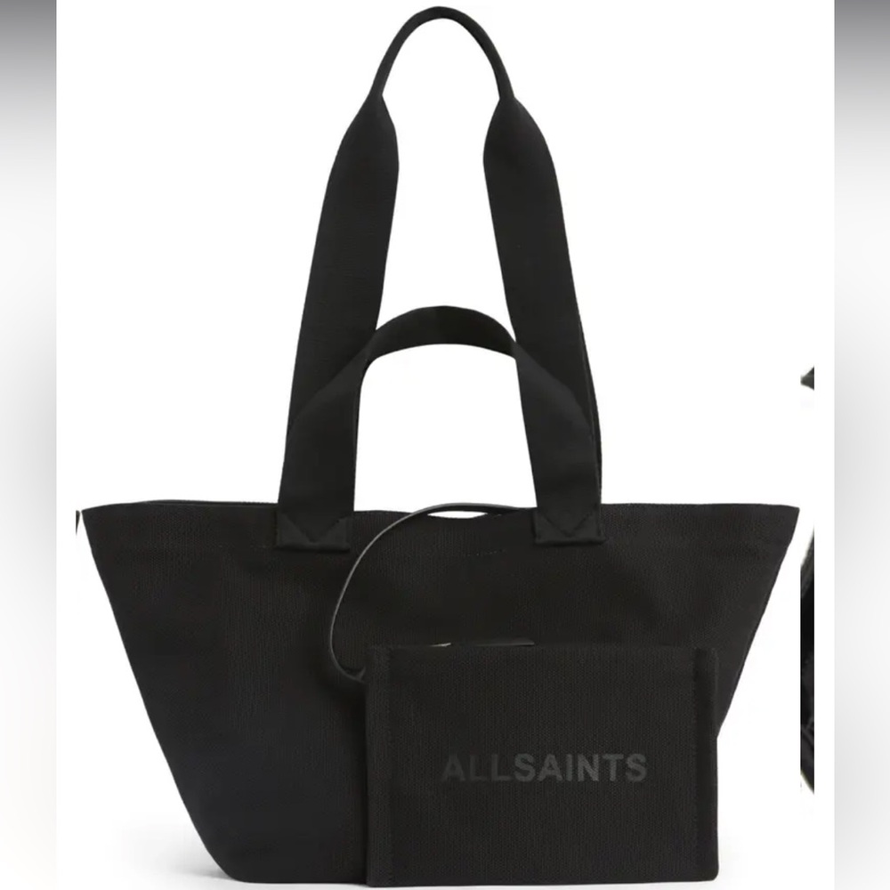 ALL SAINTS Celeste Clarendon Canvas Tote Black - Picture 2 of 14